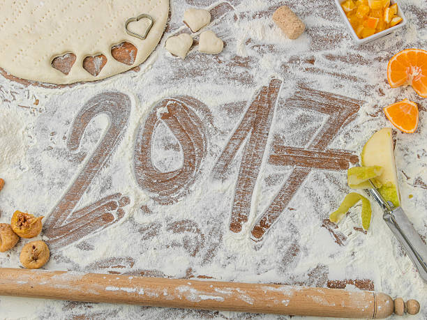 grandmother's pastry board with 2017 subtitle Pastry board with 2017 subtitle godspeed stock pictures, royalty-free photos & images