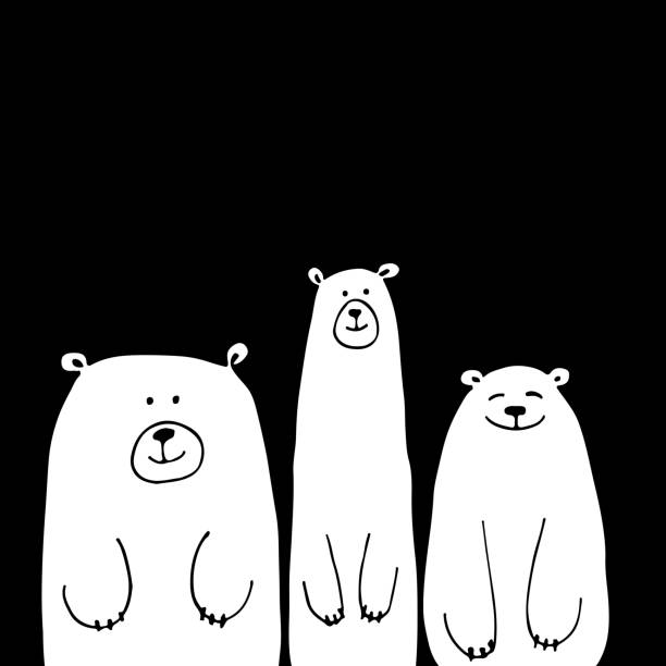 забавные белые медведи, эскиз для вашего дизайна - медведь иллюстрации stock illustrations
