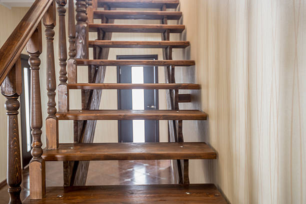 istock Brown wooden staircase 625877466