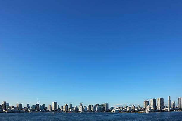 silueta de la ciudad de tokio. - bahía de tokio fotografías e imágenes de stock