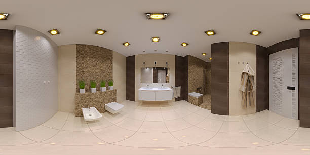 istock Render spherical 360 panorama of bathroom interior 625879270