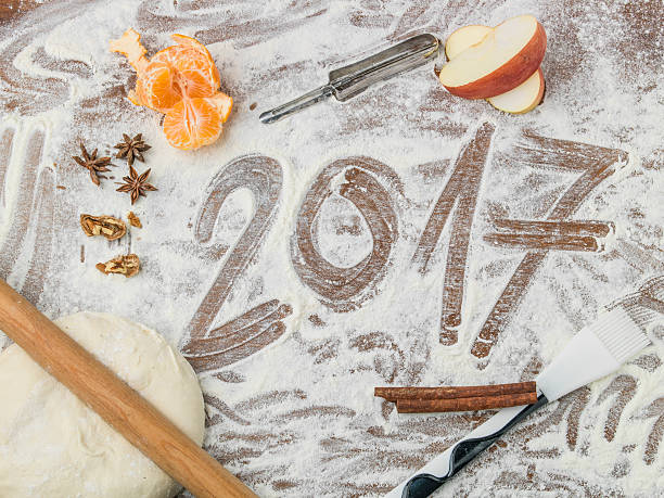 grandmother's pastry board with 2017 subtitle Pastry board with 2017 subtitle godspeed stock pictures, royalty-free photos & images