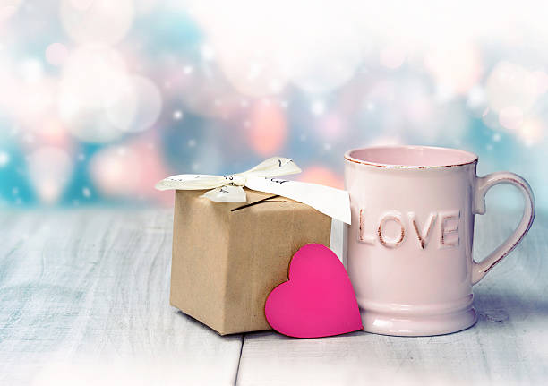 istock Valentines day icon background. Mug present box heart. 625881280