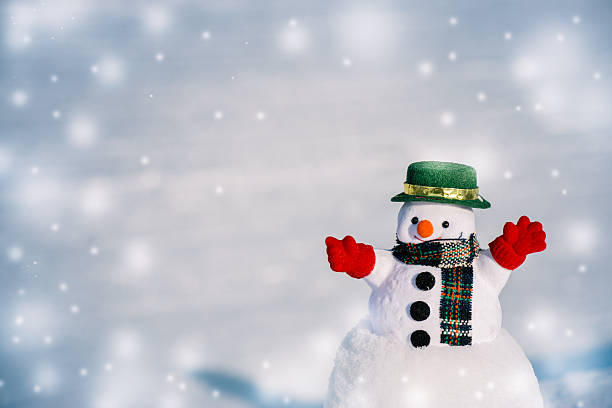 istock Snow man stand among pile of snow. 625890180