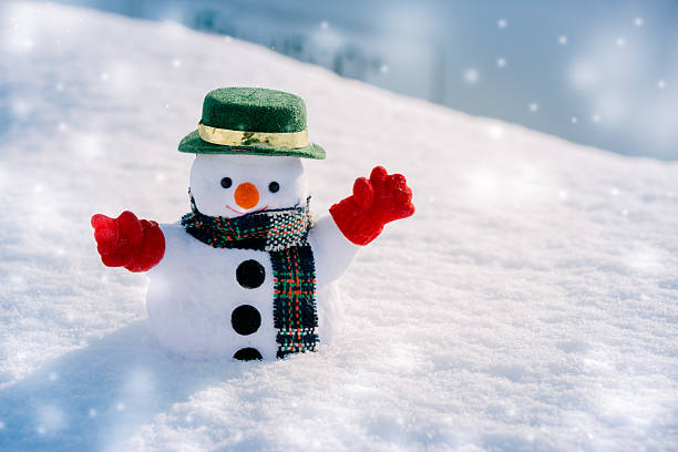 istock Snow man stand among pile of snow. 625890298