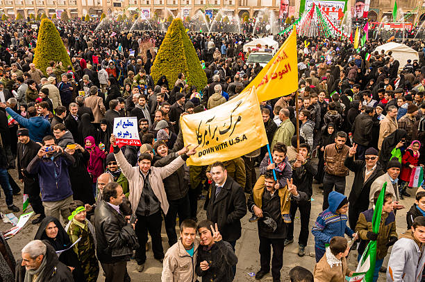 Esfahan, Iran  - February 11, 2016: Annual Revolution day manifestation on the street of Esfahan for celebrate Islamic republic. Iran, 2016