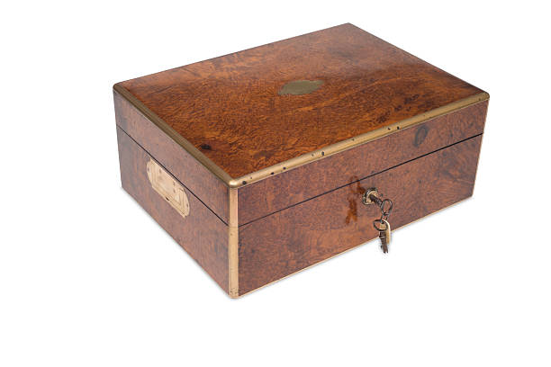 istock A Closed Vintage Wooden Grooming Box with Key in Lock 625892000
