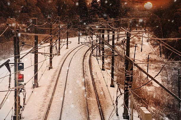 istock Railroad tracks in the snow at winter 625892066