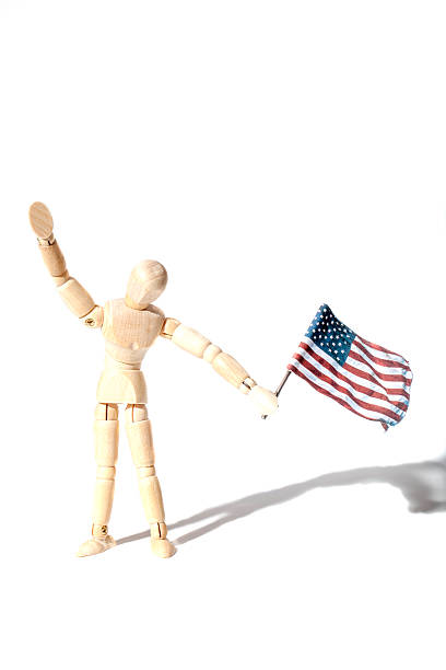 istock Average patriotic American waving a USA flag 625893128
