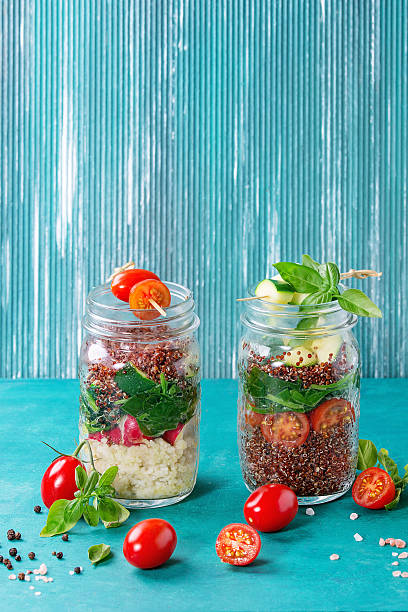 istock Salads with quinoa in jars 625893610