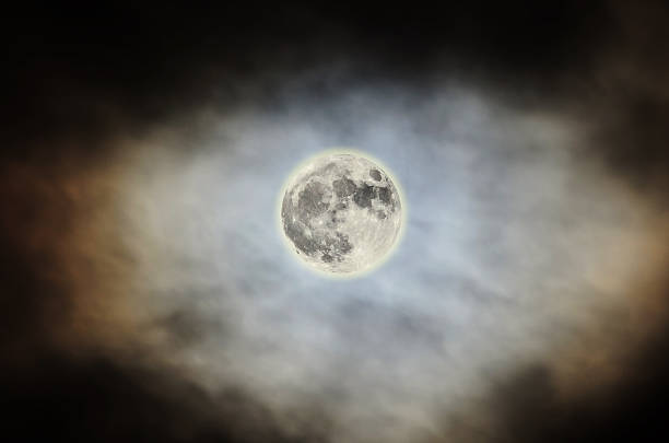 Super Moon 2016 Bright Cloudy Colored Sky Close Up Stock Photo