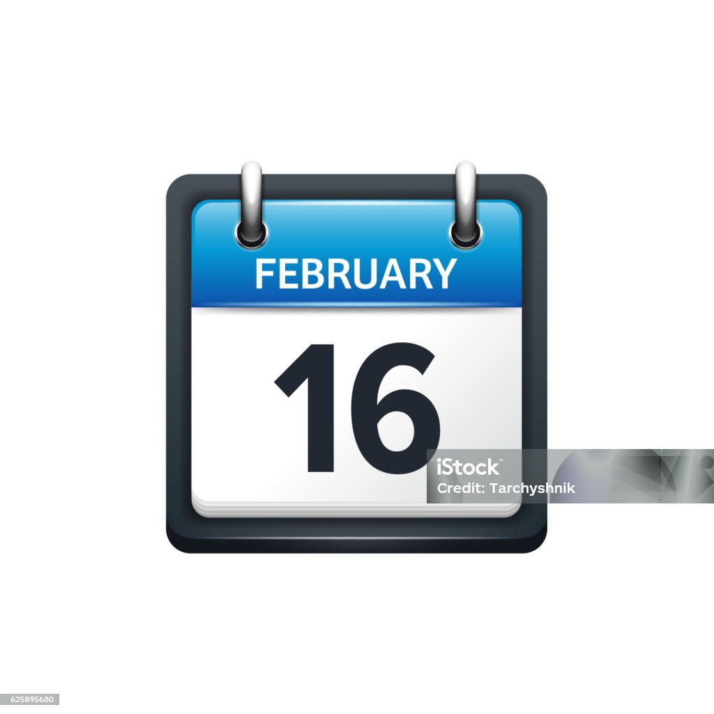 February 16 Calendar Iconvector Illustration Flat Stylemonth And Stock February 16 Calendar Iconvector Illustration Flat Stylemonth And Stock