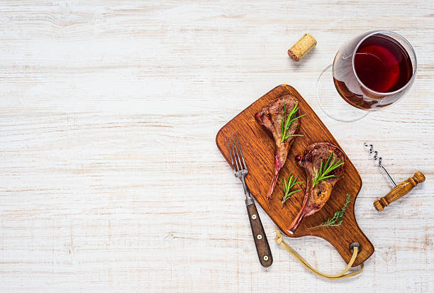 istock Grilled Lamb Ribs with Red Wine and Copy Space 625896968