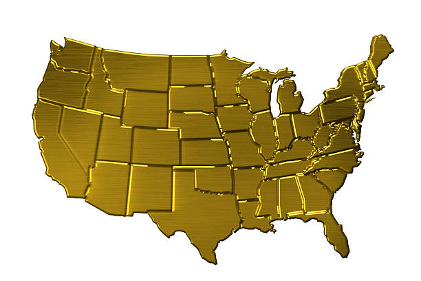 istock Golden USA Map. 3D Rendering Illustration 625901806