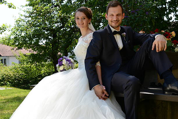 istock Happy young couple bridal shooting 625909260