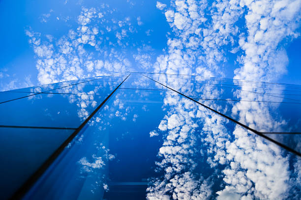 modern glass building and blue sky - copenhagen business bildbanksfoton och bilder