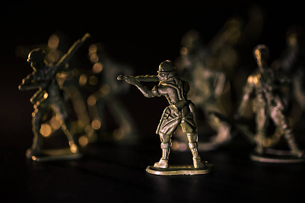 istock Group of green plastic toy soldiers 625909666