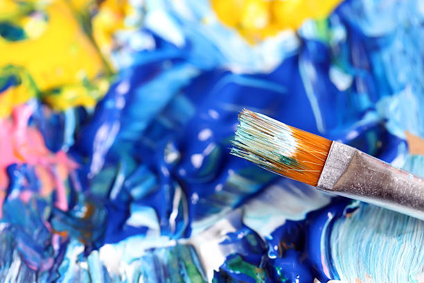istock Closeup of brush and palette. 625913100