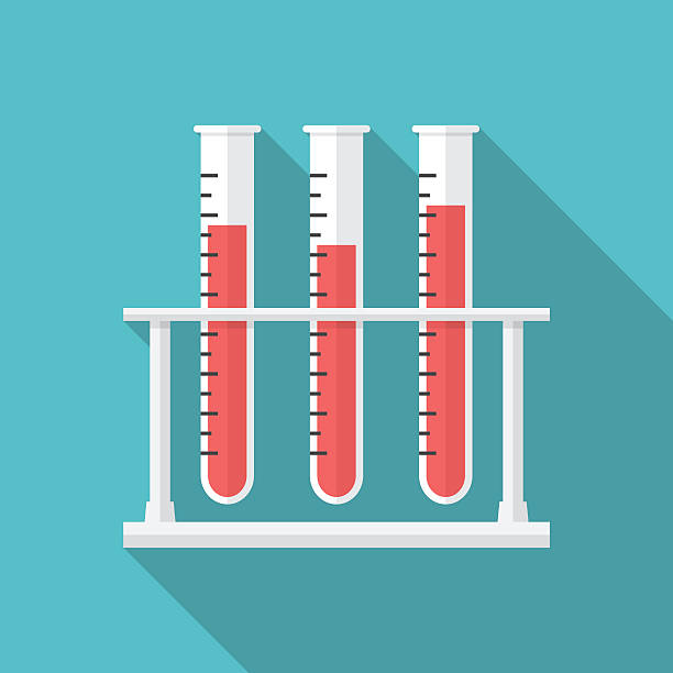 illustrations, cliparts, dessins animés et icônes de icône de tubes à essai avec une longue ombre. - medical research backgrounds laboratory chemistry class