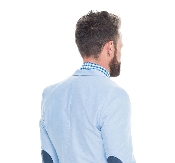 istock Rear view of smart casual man looking away 625913362