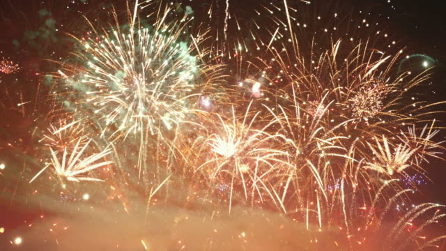 Video of happy new year fireworks in 4K