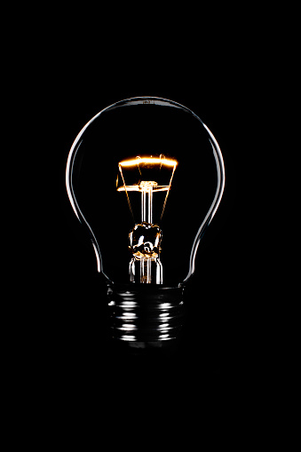Light bulb with black background