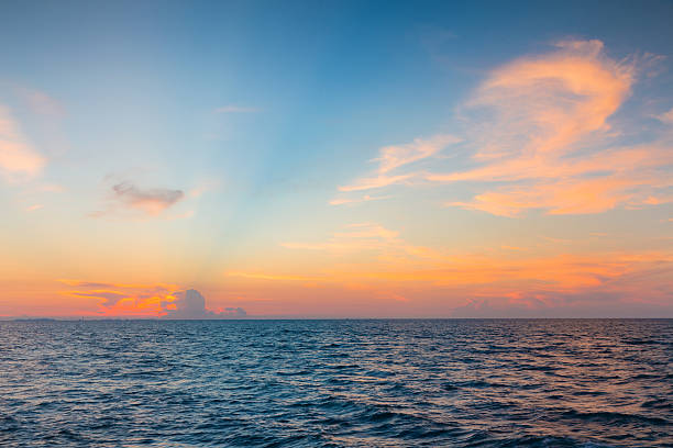 istock Seacoast skyline with beautiful after sunset sky background 625916472