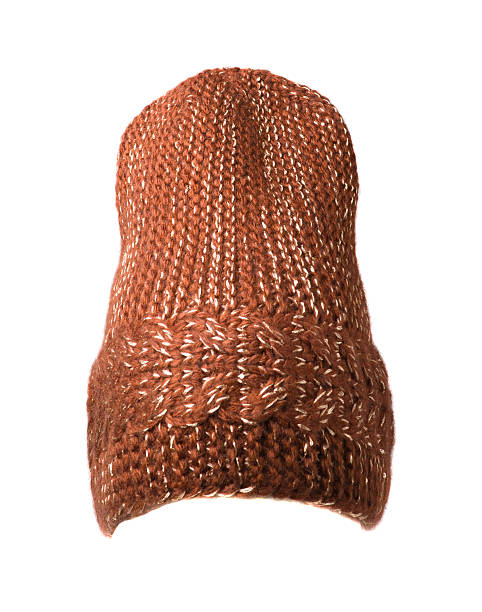istock Women's hat . knitted hat isolated on white background. brown 625917634