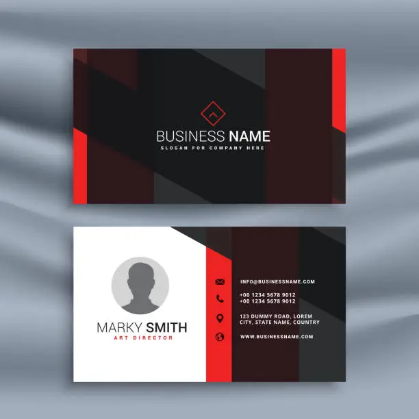Vector illustration of dark corporate business card with profile photo