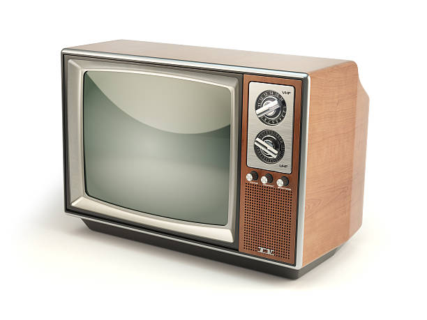 istock Vintage TV set isolated on white background. 625925388