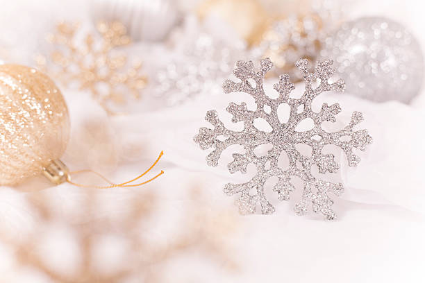 istock Silver Christmas snowflake ornament on white background. 625926482