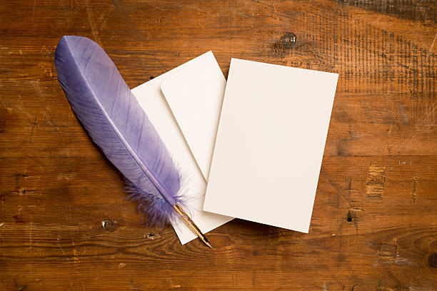 istock Blank Greeting or Invitation Card and Purple Quill 625926552