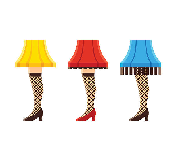Female leg lamps set Womens leg lamps. Set of funny vintage lampshades in shape of female legs. Vector illustration. electric lamp stock illustrations