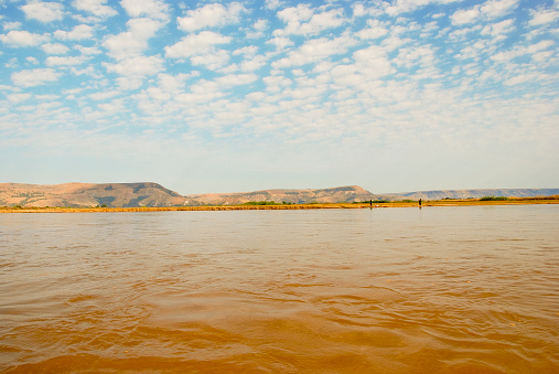 Panoramic View to the Salt Lake Aftanas with the Mountains in the background near Siwa Oasis in Matrouh Governorate, Egypt