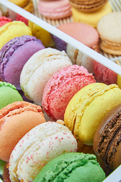 istock Colorful french macaroons in a box 625929882