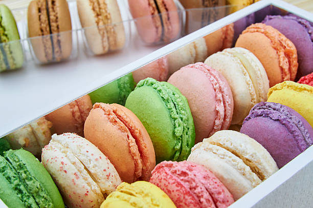 istock Colorful french macaroons in a box 625929990