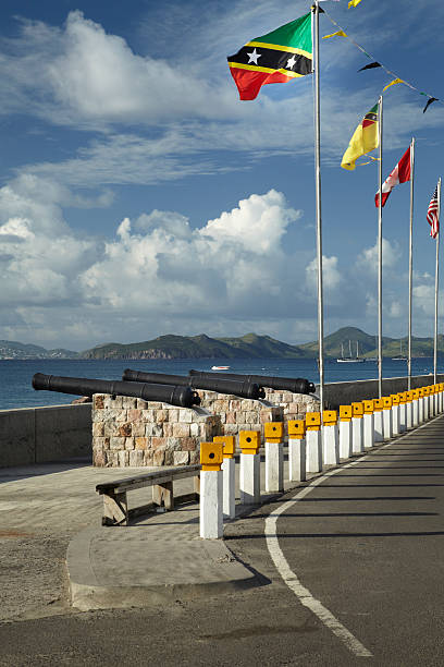 istock Flags At Charlestown Nevis west Indies 625942484
