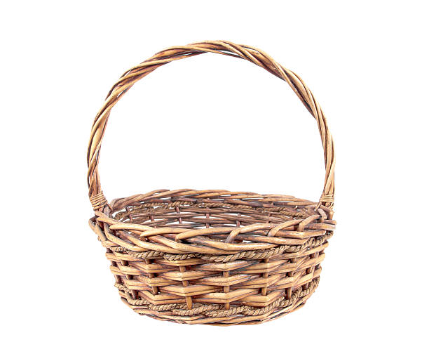 istock Wicker rattan basket isolated on white background.Old rattan basket 625943790