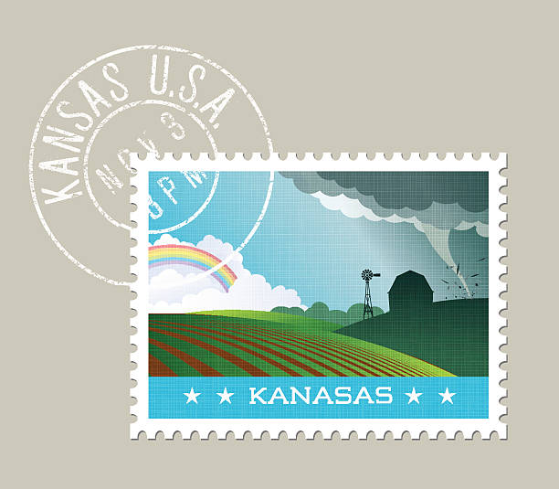 ilustrações de stock, clip art, desenhos animados e ícones de tornado passing by farm and distant rainbow. kansas, united states - kansas
