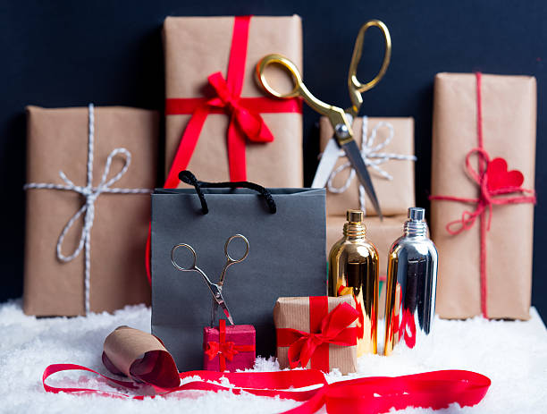 istock Christmas gifts and scissors 625945048