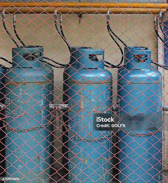 Industrial Gas Bottles For Cooking Stock Photo - Download Image Now - Bottle, Butane, Can