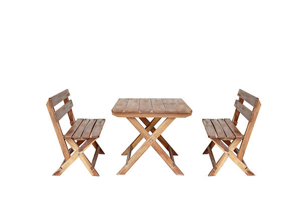 istock Wooden table with chair. 625947706