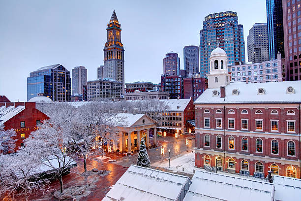 보스턴의 겨울 시즌 - boston winter snow massachusetts 뉴스 사진 이미지
