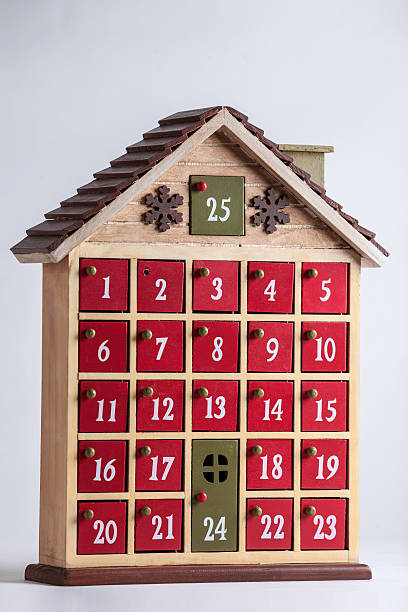 wooden advent calendar isolated on white