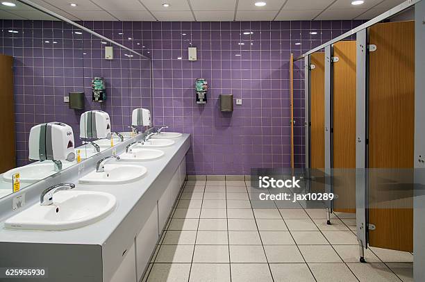 Public Bathroom Stock Photo - Download Image Now - Public Restroom, Airport, Sink