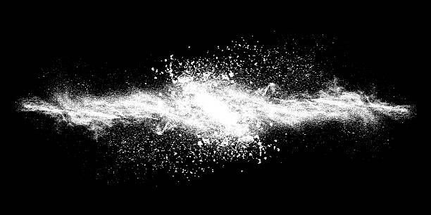Splash Abstract exploding white powder isolated on black background. flour photos stock pictures, royalty-free photos & images