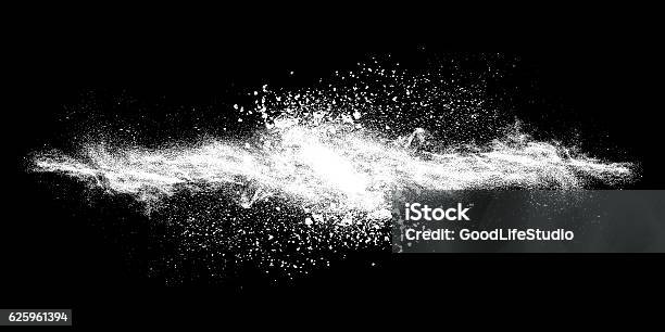 Splash Stock Photo - Download Image Now - Flour, Exploding, Black Background