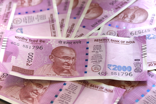 Nuevas rupias de la moneda india photo