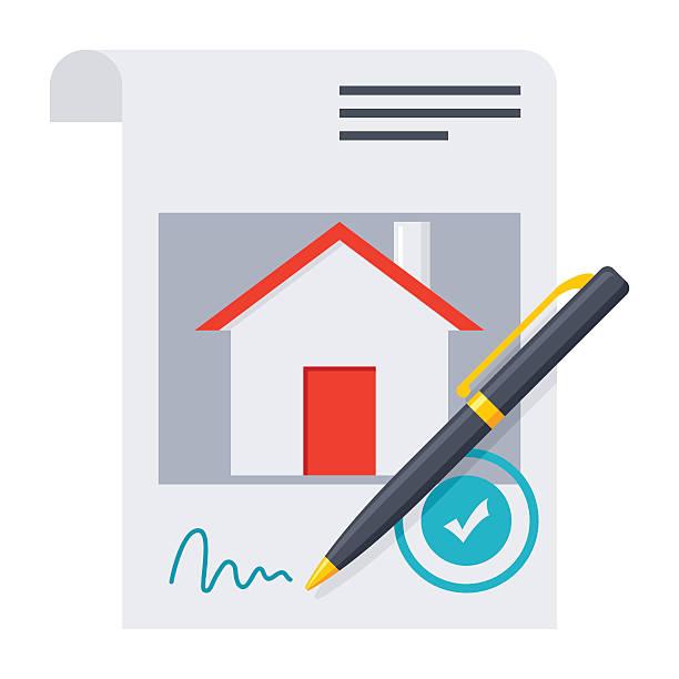 illustrazioni stock, clip art, cartoni animati e icone di tendenza di concetto di mutuo ipotecario - application form loan symbol document