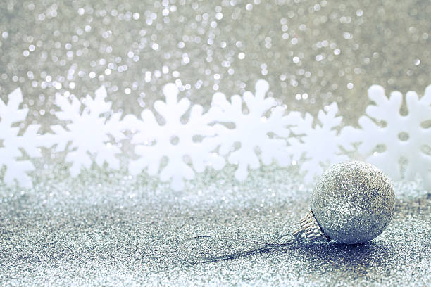 istock Christmas glitter blurred background, silver ball 625974004